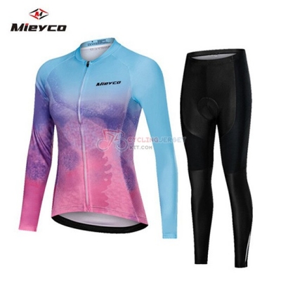 Women Mieyco Cycling Jersey Kit Long Sleeve 2019 Blue Pink