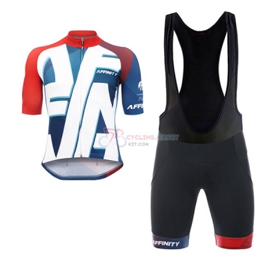 Affinity Short Sleeve Cycling Jersey and Bib Shorts Kit 2017 white and blue