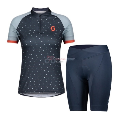 Women Scott Cycling Jersey Kit Short Sleeve 2021 Gray Blue