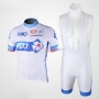 FDJ Cycling Jersey Kit Short Sleeve 2010 White And Light Blue