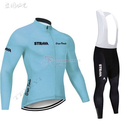 STRAVA Cycling Jersey Kit Long Sleeve 2019 Sky Blue