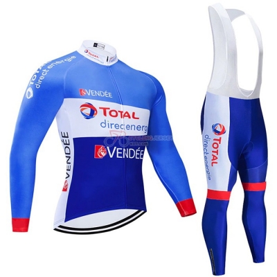 Direct Energie Cycling Jersey Kit Long Sleeve 2021 Blue White