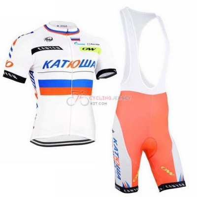 Katusha Cycling Jersey Kit Short Sleeve 2015 White [AR1273]
