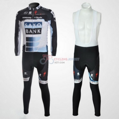 Saxobank Cycling Jersey Kit Long Sleeve 2010 Black And White