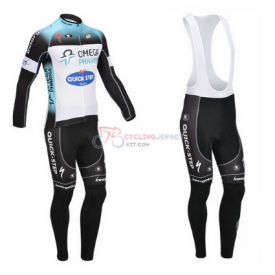 Quick Step Cycling Jersey Kit Long Sleeve 2013 Blue And White