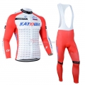 Katusha Cycling Jersey Kit Long Sleeve 2014 White And Red