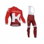 Katusha Cycling Jersey Kit Long Sleeve 2016 White And Red