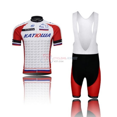 Katusha Cycling Jersey Kit Short Sleeve 2015 Red And White