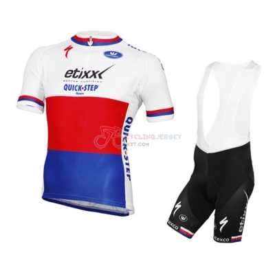 Quick Step Cycling Jersey Kit Short Sleeve 2016 Blue And White
