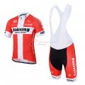 2017 Team Stolting white red Short Sleeve Cycling Jersey And Bib Shorts Kit
