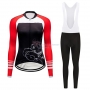 Women Dirty Snow Cycling Jersey Kit Long Sleeve 2019 Red White Black