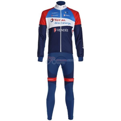 Direct Energie Cycling Jersey Kit Long Sleeve 2020 Deep Blue Red