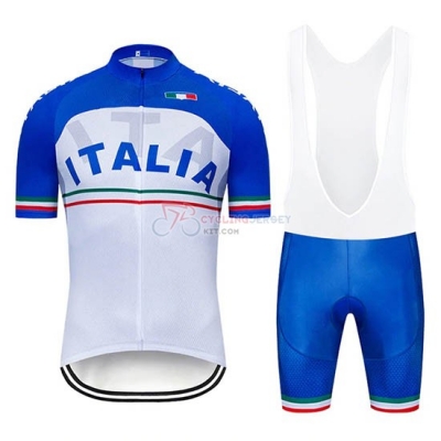 Italy Cycling Jersey Kit Short Sleeve 2019 White Blue