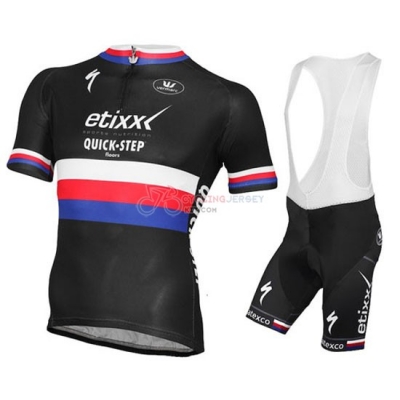 Quick Step Cycling Jersey Kit Short Sleeve 2016 Black And Red [AR2070]