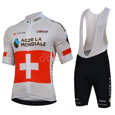 2018 Ag2r La Mondiale Cycling Jersey Kit Short Sleeve Campione Svizzera