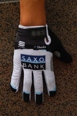 Cycling Gloves Saxo Bank Tinkoff white