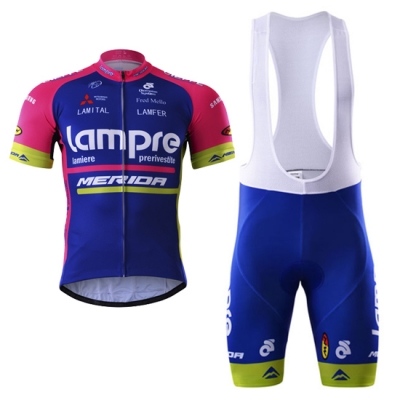 Lampre Merida Cycling Jersey Kit Short Sleeve 2017 blue