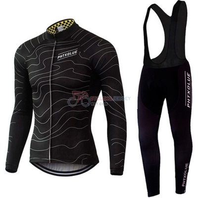 Phtxolue Cycling Jersey Kit Long Sleeve 2019 Black