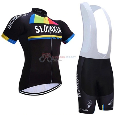 Slovakia Cycling Jersey Kit Short Sleeve 2019 Black
