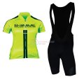 Women Biemme Short Sleeve Cycling Jersey and Bib Shorts Kit 2017 green and black