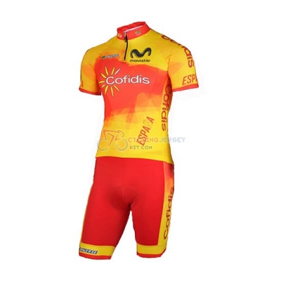 2018 Spain Confidis Cycling Jersey Kit Short Sleeve Orange