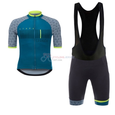 Granada Vuelta Espana Short Sleeve Cycling Jersey and Bib Shorts Kit 2017 blue