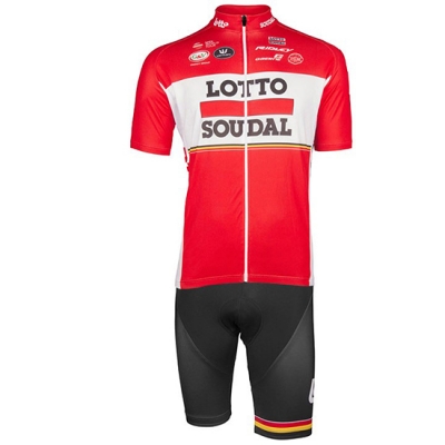 Lotto Soudal Cycling Jersey Kit Short Sleeve 2017 red