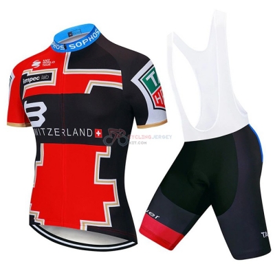 Switzerland Cycling Jersey Kit Short Sleeve 2020 Red Black Blue