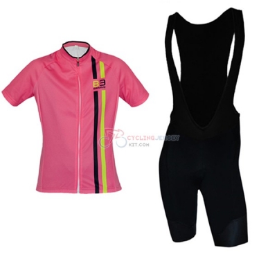 Women Biemme Short Sleeve Cycling Jersey and Bib Shorts Kit 2017 pink