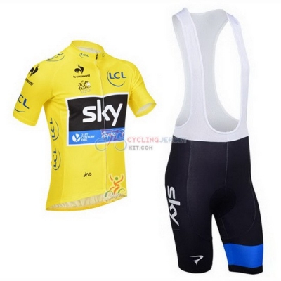 Sky Cycling Jersey Kit Short Sleeve 2013 Yellow And Black