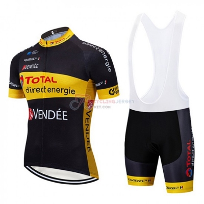 Direct Energie Cycling Jersey Kit Short Sleeve 2019 Black Yellow