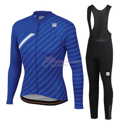 Women Sportful Cycling Jersey Kit Long Sleeve 2020 Bluee White