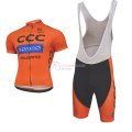 CCC Short Sleeve Cycling Jersey and Bib Shorts Kit 2017 black and orange
