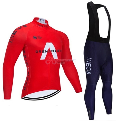 Ineos Grenadiers Cycling Jersey Kit Long Sleeve 2021 Red