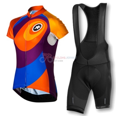 Women Assos Cycling Jersey Kit Short Sleeve 2016 Orange And Blue