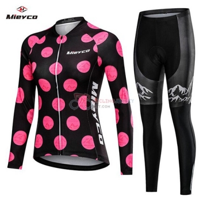 Women Mieyco Cycling Jersey Kit Long Sleeve 2019 Black Pin