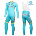 Astana Cycling Jersey Kit Long Sleeve 2016 Blue And Yellow