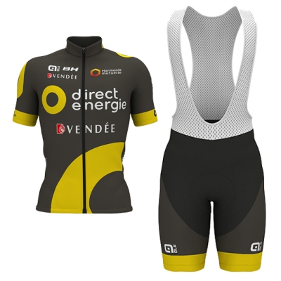 Direct Energie Cycling Jersey Kit Short Sleeve 2017 brown