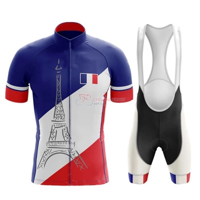 Campione France Cycling Jersey Kit Short Sleeve 2020 Blue White Red(1)