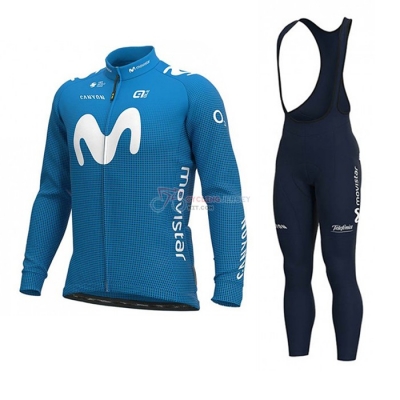 Movistar Cycling Jersey Kit Long Sleeve 2020 Blue