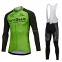 Waowdeals Cycling Jersey Kit Long Sleeve Green and Black