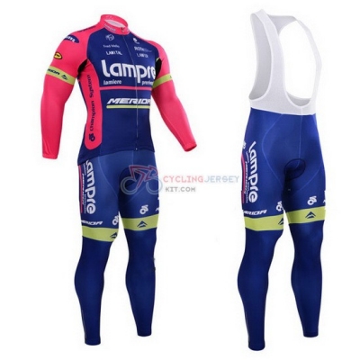 Lampre Cycling Jersey Kit Long Sleeve 2015 Pink And Blue