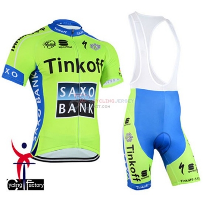 Saxo Bank Cycling Jersey Kit Short Sleeve 2015 Green And Blue