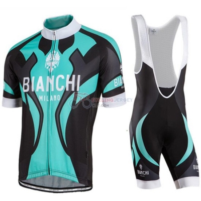 Bianchi Cycling Jersey Kit Short Sleeve 2016 Black And Sky Blue