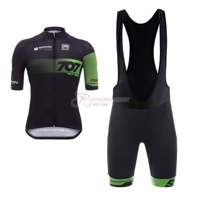 Team 707 Short Sleeve Cycling Jersey and Bib Shorts Kit 2017 black