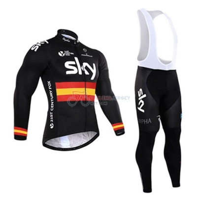 Sky Cycling Jersey Kit Long Sleeve 2016 Black And Yellow