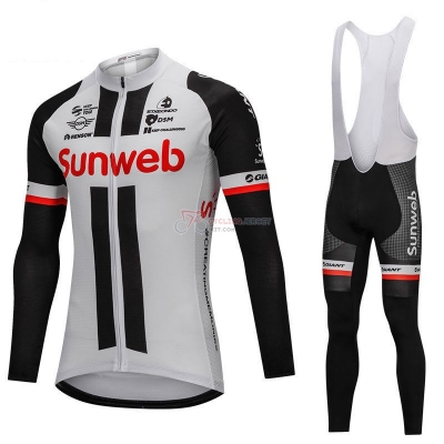 Sunweb Cycling Jersey Kit Long Sleeve Gray and Black