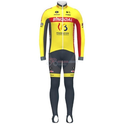 Wallonie Bruxelles Cycling Jersey Kit Long Sleeve 2020 Yellow Red