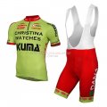 2014 Team Christina Watches Onfone green Short Sleeve Cycling Jersey And Bib Shorts Kit