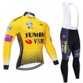 2019 Jumbo Visma Long Sleeve Cycling Jersey and Bib Pant Kit Yellow Black